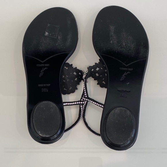 RENE CAOVILLA PINK BLACK EMBELLISHED SANDALS SIZE IT 38.5 / US 8.5 - Picture 17 of 17